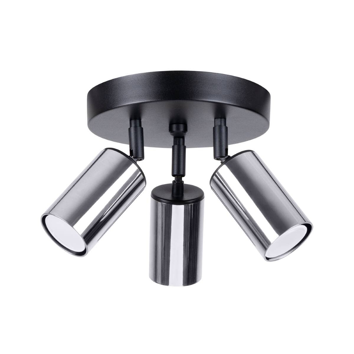 Reflektor sufitowy spot natynkowy Winx okrągły czarny-chromowany 3xGU10x10W wym: 20 x 19,5 x 19,5 cm metal Sollux Lighting