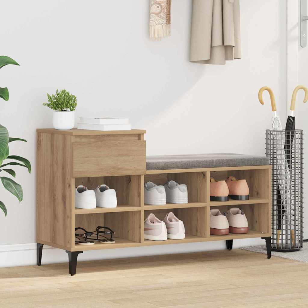 Szafka na buty z szufladą z półką dąb artisan 102 x 36 x 60 cm vidaXL