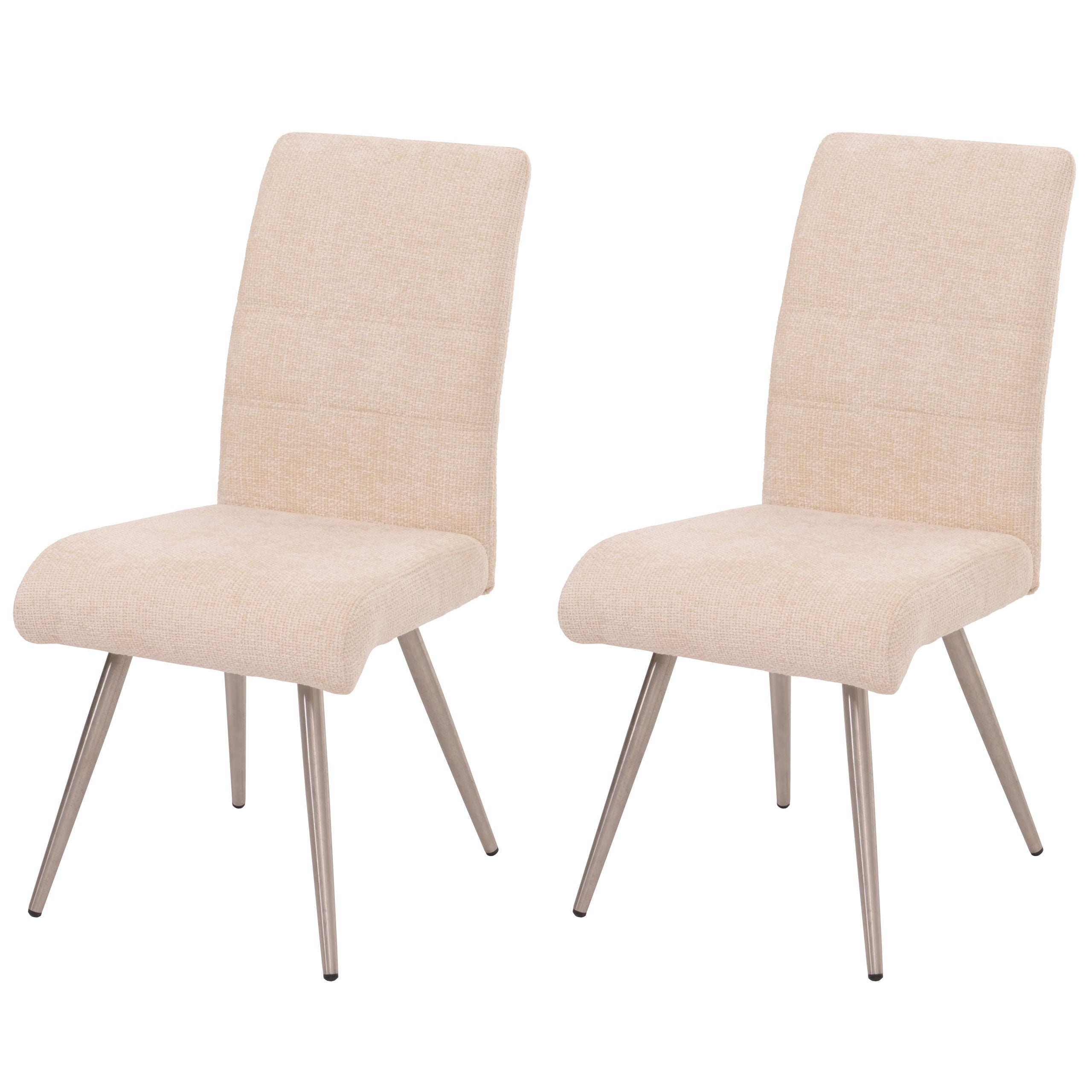 Zestaw 2 krzeseł do jadalni HWC-G55, krzesło kuchenne fotel, szczotkowana stal nierdzewna tkanina/tkanina szenilowa Oeko-Tex ~ kremowy
