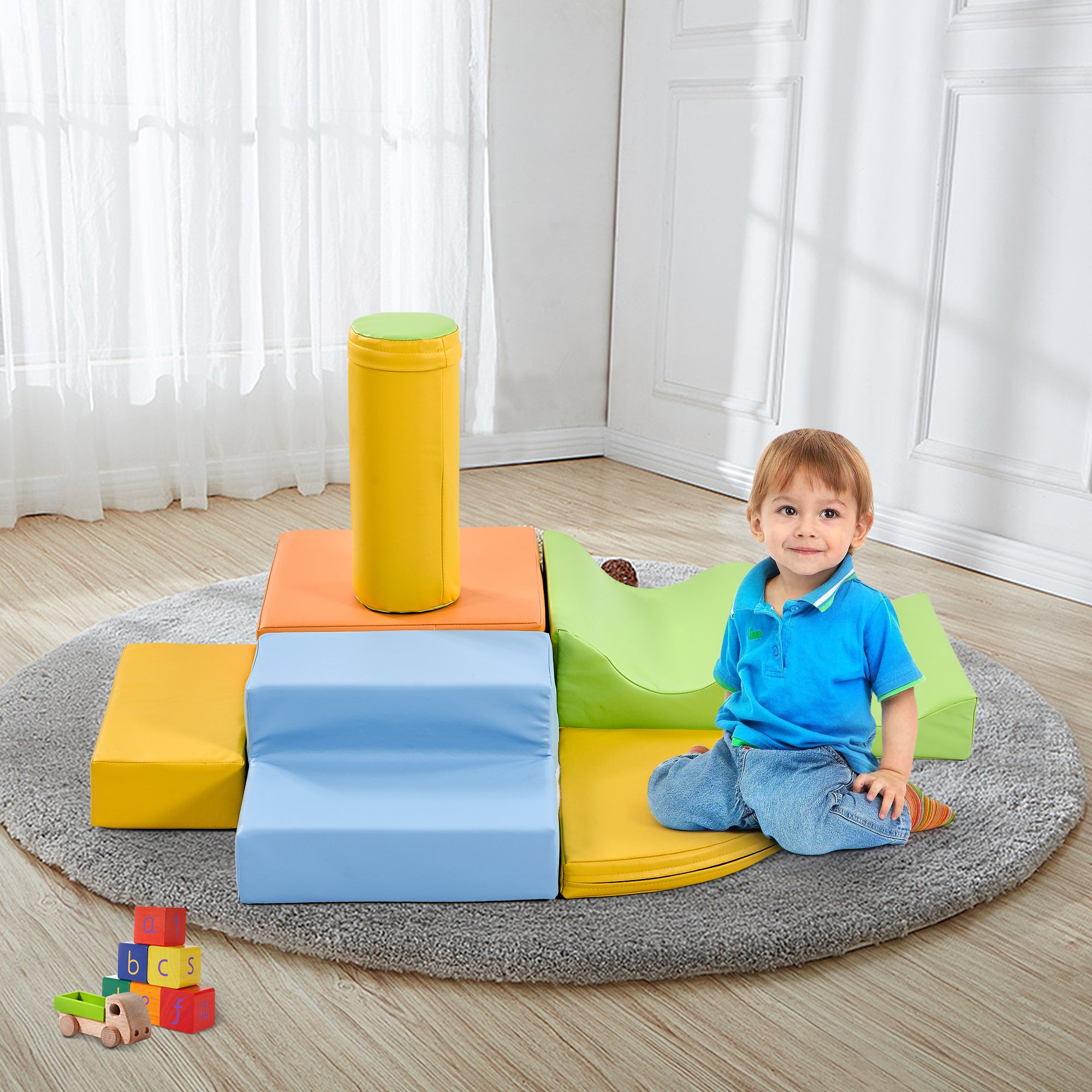 9 blocs, blocs de construction pour enfants. Escaliers, toboggans et ...