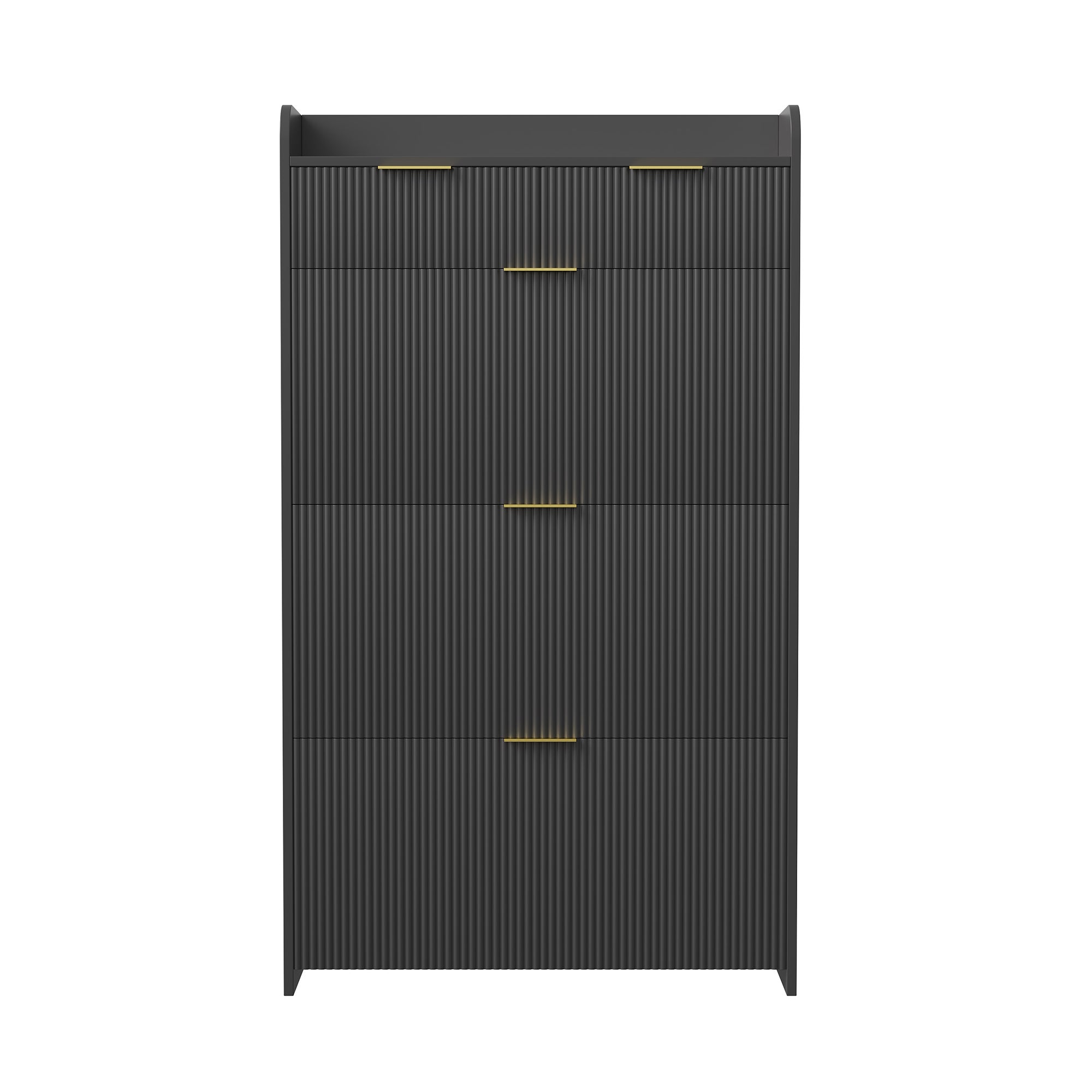 Meuble à chaussures étroit, en bois, doté de 3 portes rabattables et de 2 tiroirs, idéal pour l'entrée ou le couloir, Noir - 9