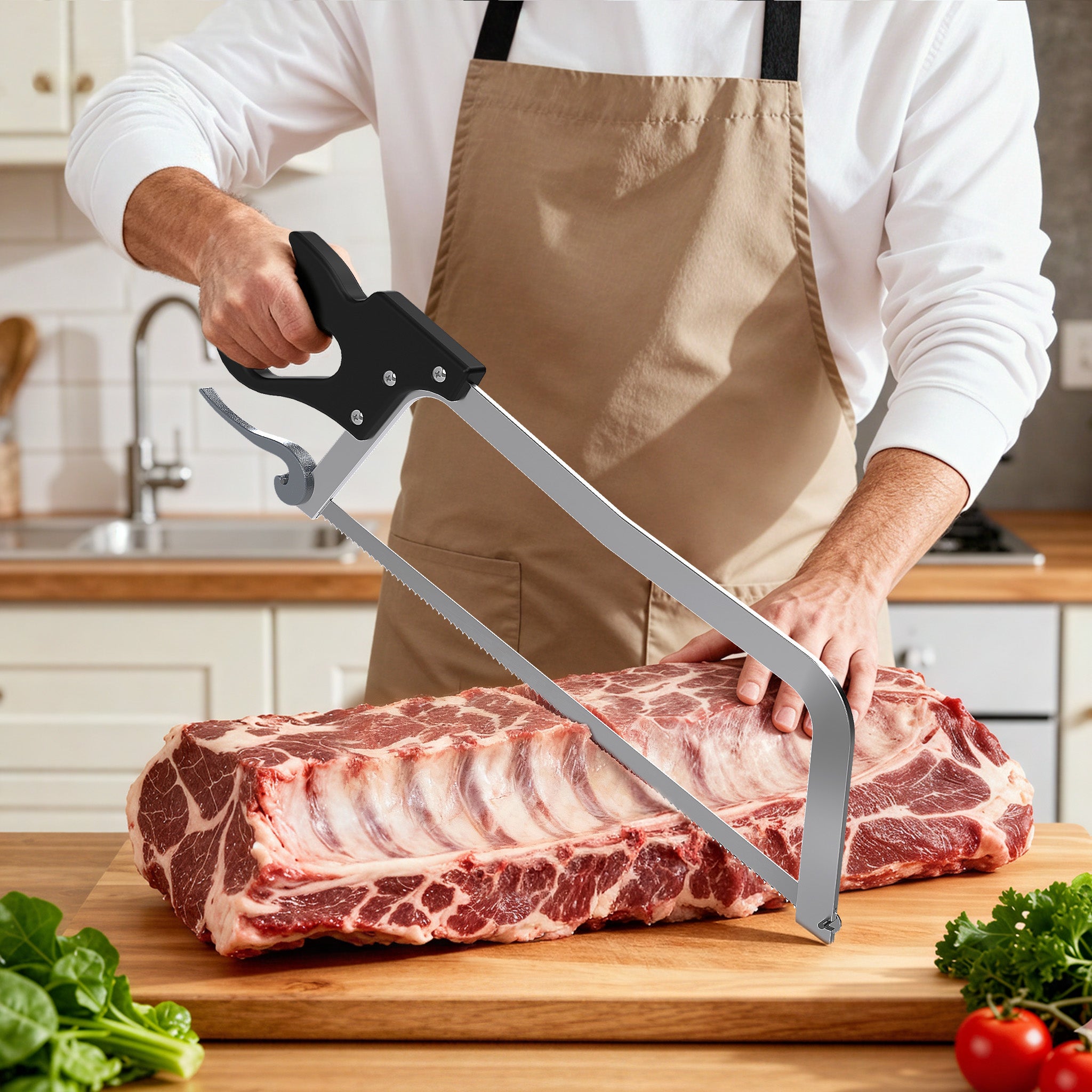 Wiltec XL Sierra manual carnicero Carne Huesos Carnicería profesional Hostelería Cocina Caza Despiece Corte - 2