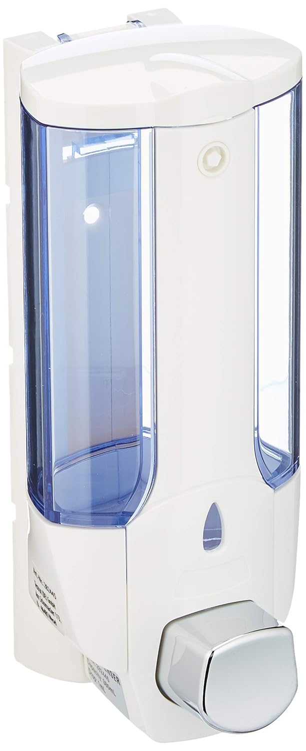 Dozownik do mydła ścienny 350 ml, pojemnik na mydło w płynie, uniwersalny dozownik do mydła, żel pod prysznic, szampon 20 x 9,5 cm - Biały