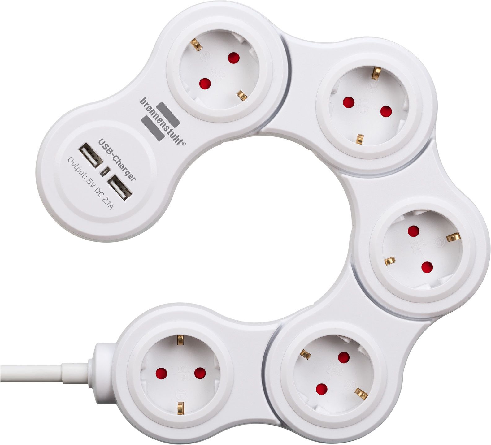 Brennenstuhl multiprise Vario avec chargeur USB 5x blanc, 1,4m H05VV-F 3G1.5 - 6