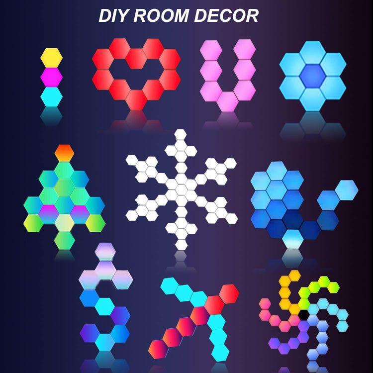 LED Mural avec Télécommande, Intelligent Lumières Hexagonales Contrôle Tactile RGB Lampe Gaming Veilleuses DIY ,Paquet de 6 - 4