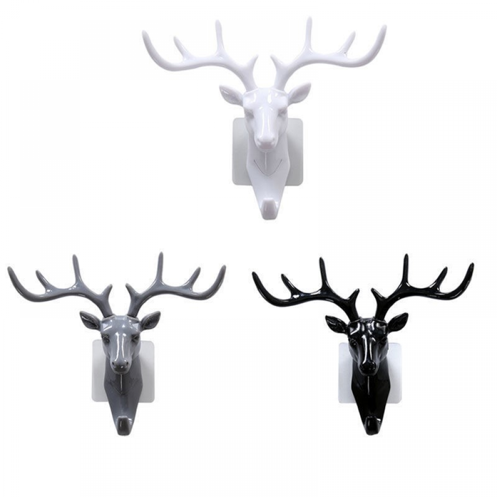 Szydełko z poroża jelenia, kreatywna dekoracja artystyczna retro do domu, żywiczny haczyk ścienny na klucz z poroża jelenia 3 sztuki (czarny + biały)
