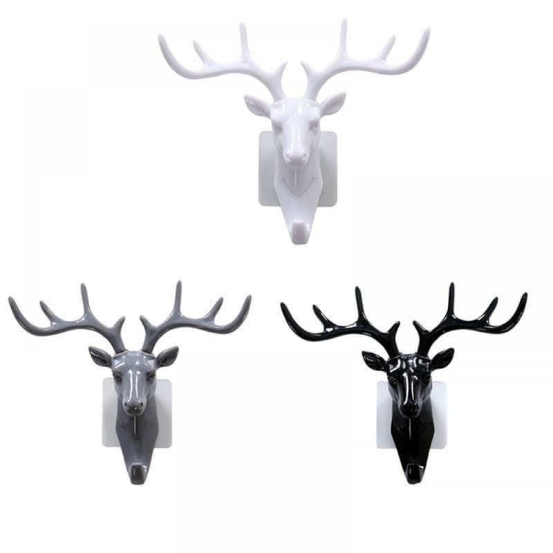 Szydełko z poroża jelenia, kreatywna dekoracja artystyczna retro do domu, żywiczny haczyk ścienny na klucz z poroża jelenia 3 sztuki (czarny + biały)