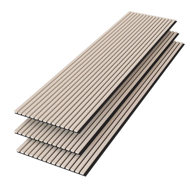 Lote de 3 - Espesor: 21 mm - 240 x 60 cm - Roble natural - Paneles acústicos para pared, fieltro negro