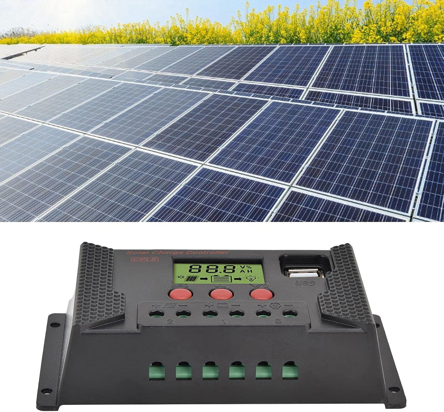 Controlador de painel solar de 30A, regulador de bateria inteligente de 12V/24V, regulador de painel solar com tela LCD ajustável. - 4