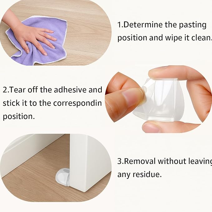 Arrêts de Portes,[Lot de 4]Arrêts et Butées de Porte Transparentes Stop-Porte Adhésif au Sol et Parquet, Butoirs de Porte Protection de Portes et Murs - 4