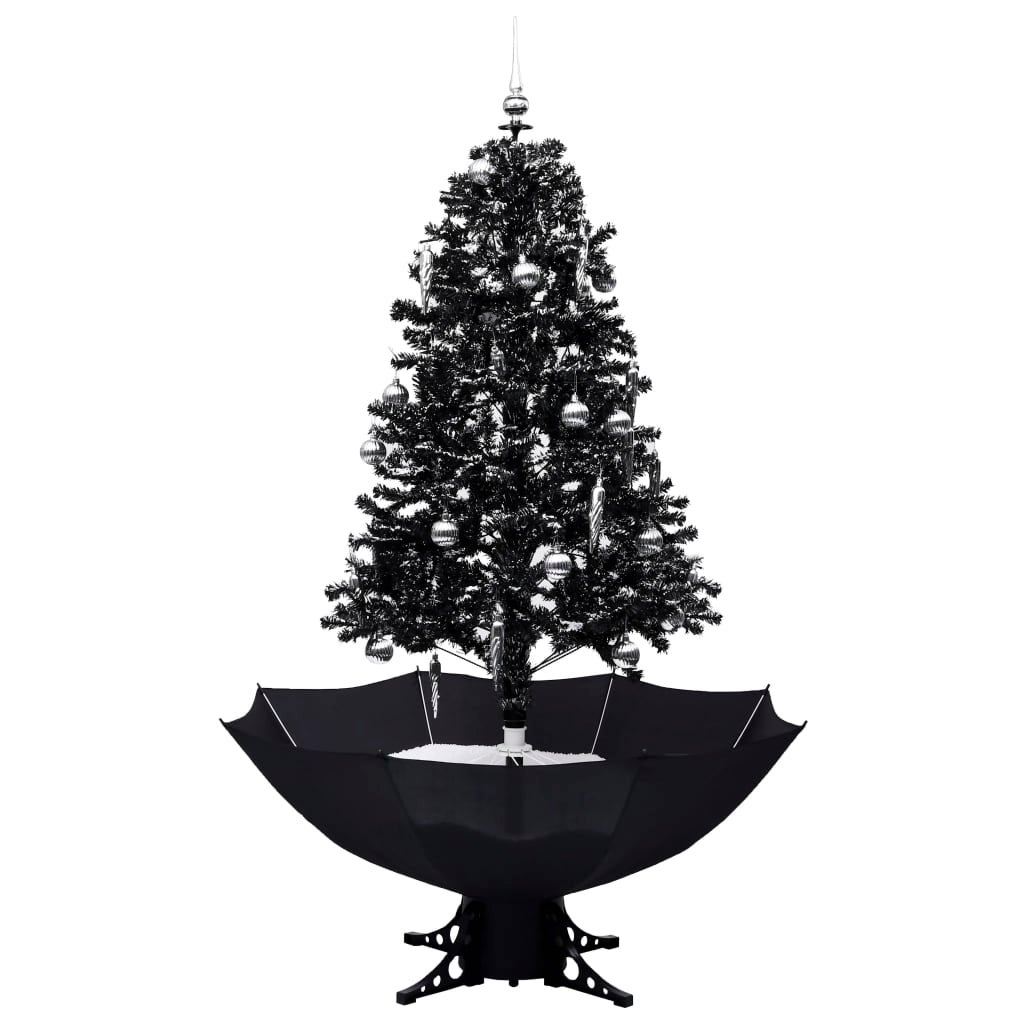 Choinka sypiąca śniegiem, podstawa parasolowa, czarna, 170 cm - 8