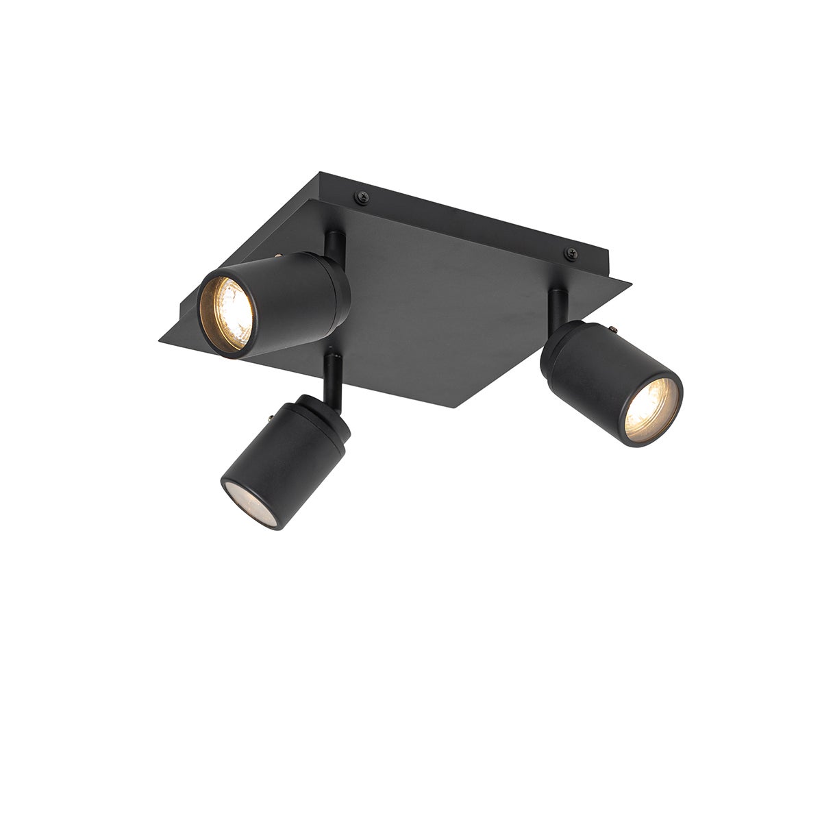 Qazqa regulowany reflektor sufitowy 3-punktowy - Ducha - czarny, gu10, żarówkami LED 4.7 w zestawie, 2700k - 6500k, ściemnialny