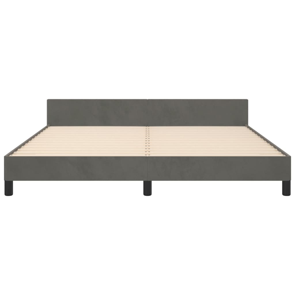 Cadre de lit sans matelas gris foncé velours - 6