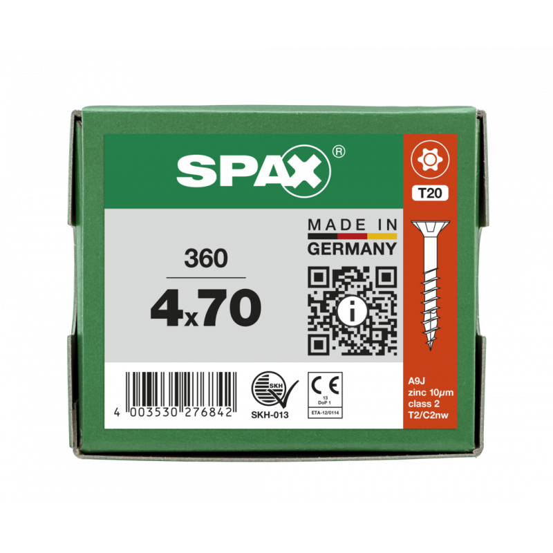 Vis universelle à tête fraisée filetage partiel T-STAR plus T20 4CUT (360 pcs) SPAX - 4