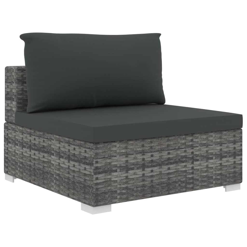 Maison Exclusive - 5 pcs conjunto lounge de jardim c/ almofadões vime PE cinzento - 5
