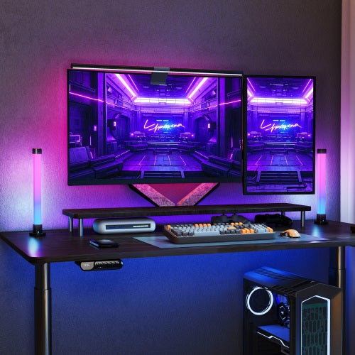 Zestaw 2 lamp stołowych, lampa stołowa z aplikacją i pilotem, synchronizacja muzyki, tryby kolorów, timer, biała