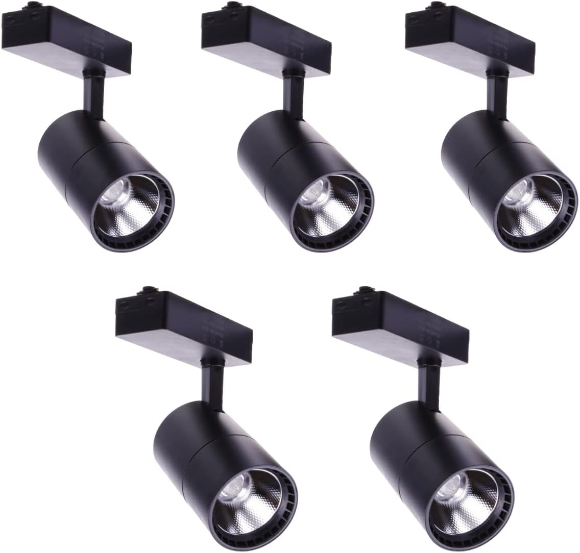 5x Reflektor szynowy LED 40W, chłodne światło 6000K, 2700 lumenów, 220V 50-60Hz jednofazowy, kolor czarny