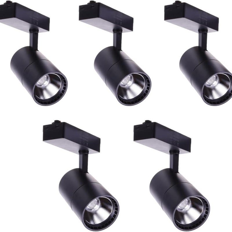 5x Reflektor szynowy LED 40W, chłodne światło 6000K, 2700 lumenów, 220V 50-60Hz jednofazowy, kolor czarny