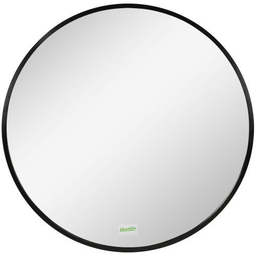 Miroir Mural Rond 30 Cm – Cadre Bois Naturel – Avec Sangle – Décoration Intérieure