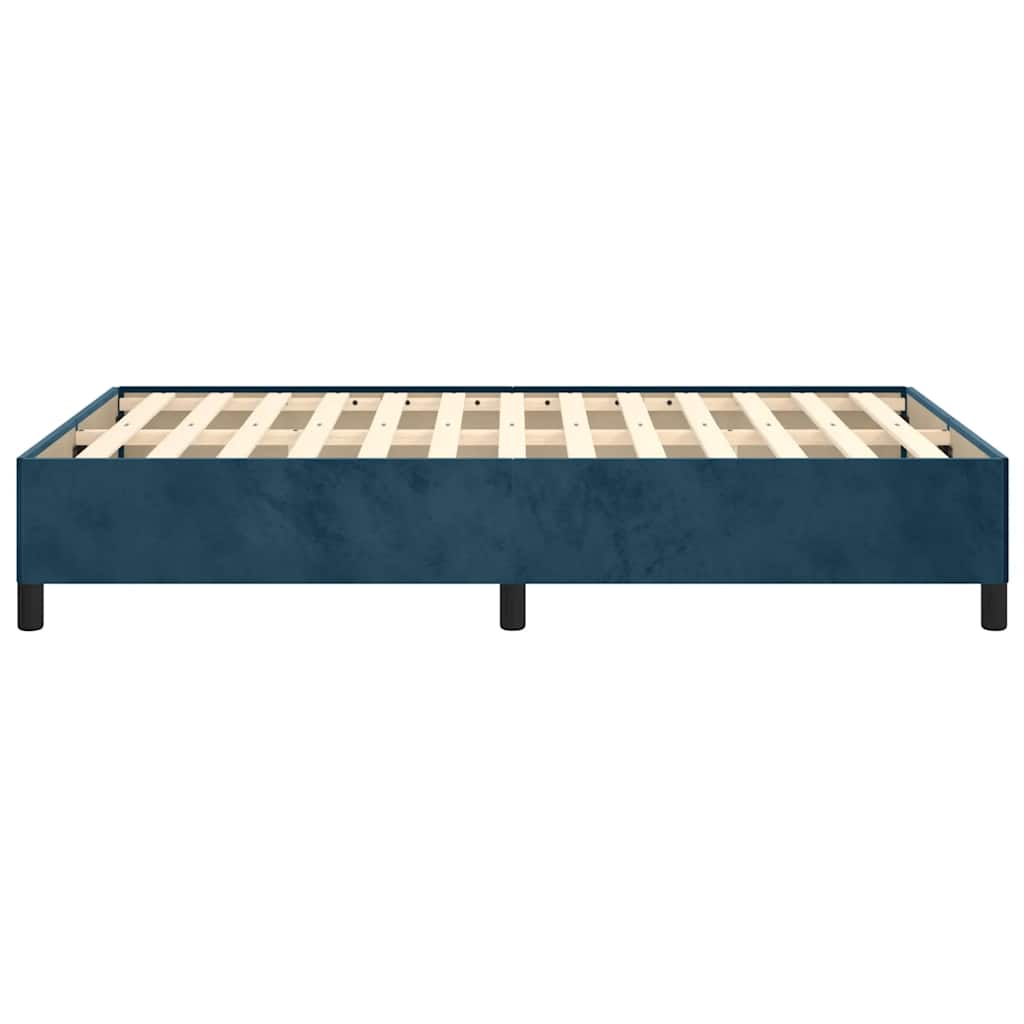 Cadre de lit sans matelas bleu foncé 120 x 200 cm en velours - 6