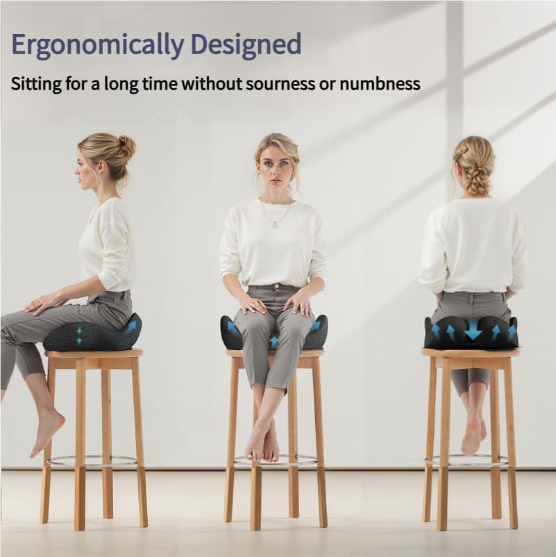 Cuscino Ergonomico Per Sedia In Memory Foam – Extra Large, Antidolorifico Per Coccige E Sciatica – Rosa