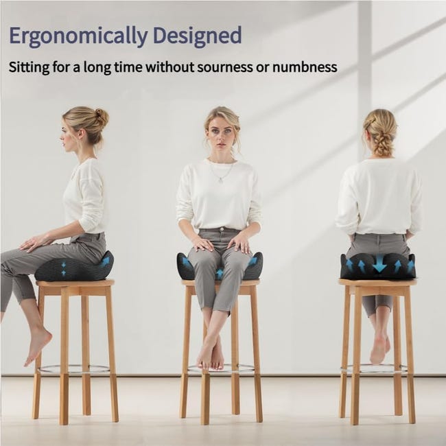 Cuscino Ergonomico Per Sedia In Memory Foam – Extra Large, Antidolorifico Per Coccige E Sciatica – Rosa