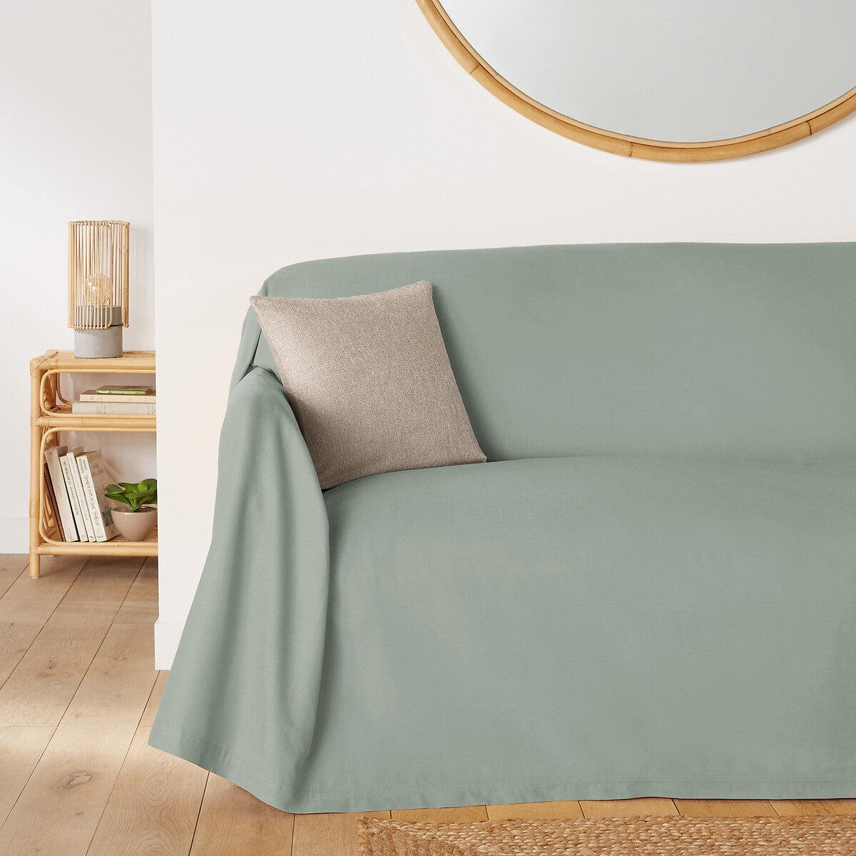 Jeté De Canapé Gaufré Paris Prix - 130x160cm - Vert D'eau - Neuf