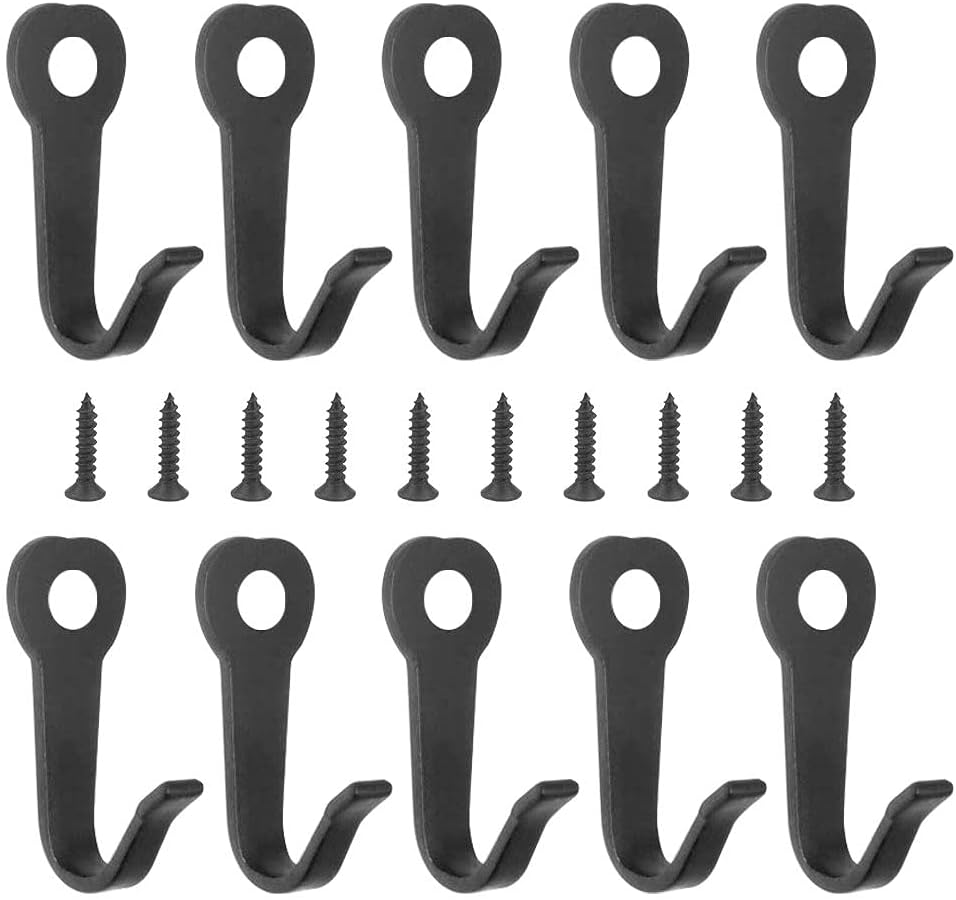 10 PCS Czarny hak ścienny Hak na płaszcz Żelazny retro hak na płaszcz Metalowy hak na płaszcz z 10 śrubami Kołek do szlafroka Vintag