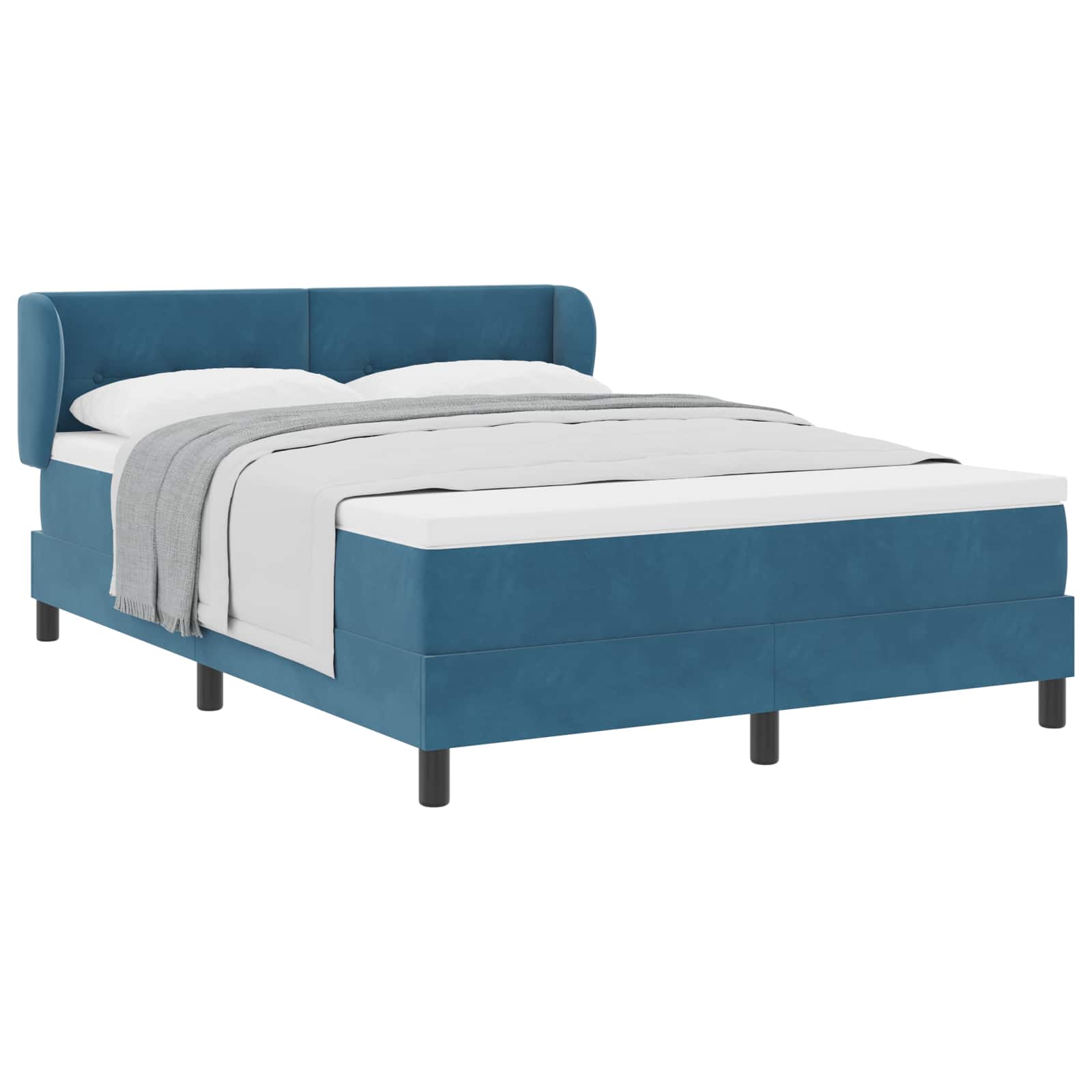 Cama tipo Box Spring Azul oscuro 140 x 190 cm Terciopelo | Leroy Merlin