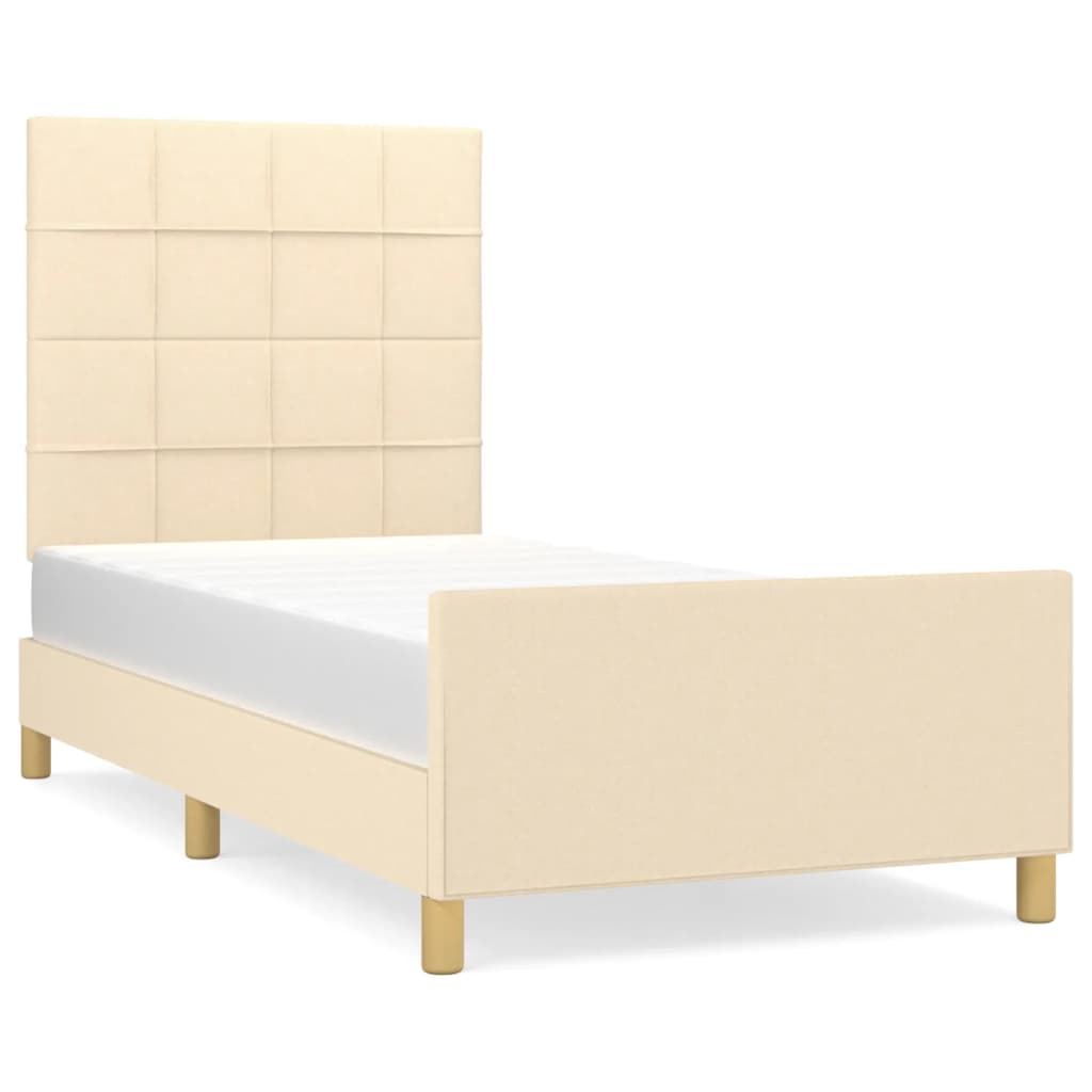 Cadre de lit sans matelas en tissu crème, pour la chambre, 100 × 200 cm - 2