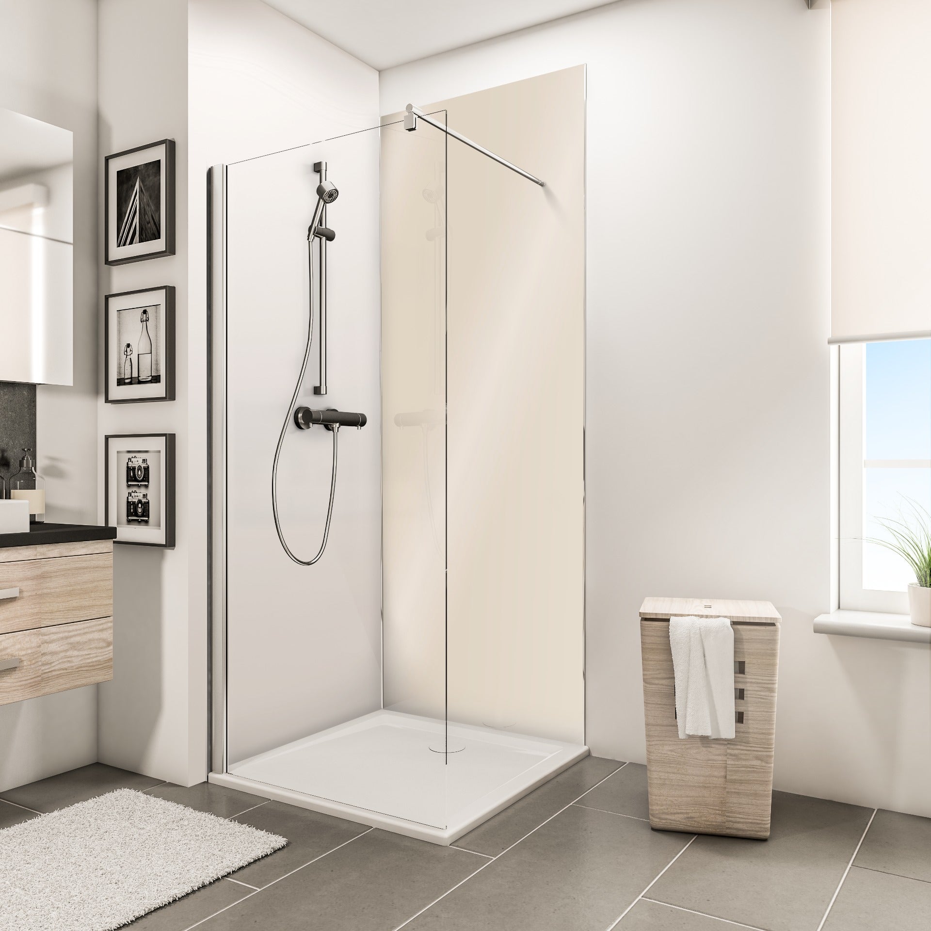 Schulte panneau mural 100x210 cm, revêtement pour douche et salle de bains, placement facile, DécoDesign BRIO, beige brillant - 2