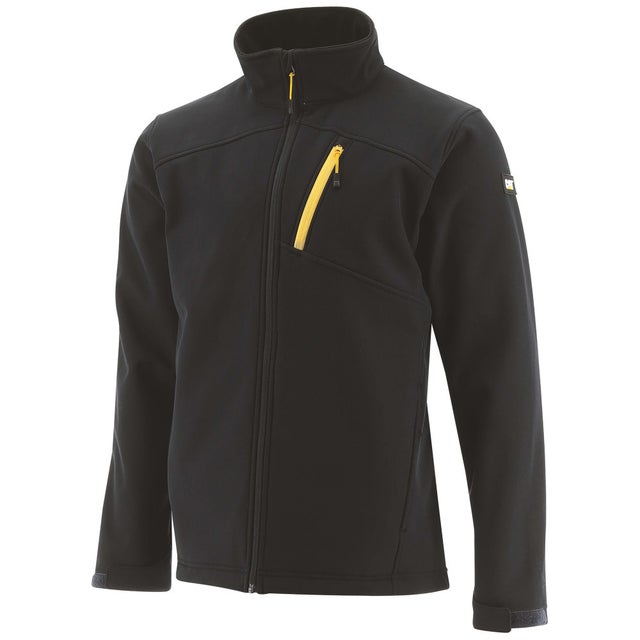 Veste Softshell De Travail – Caterpillar Noire – Tissu Déperlant & Souple – 94% Polyester 6% Spandex – Homme - XL - Taille XL