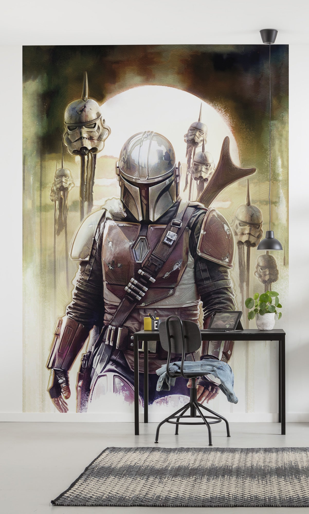 Papel pintado no tejido panorámico de komar - star wars the mandalorian big impaler - talla: 200 x 280 cm