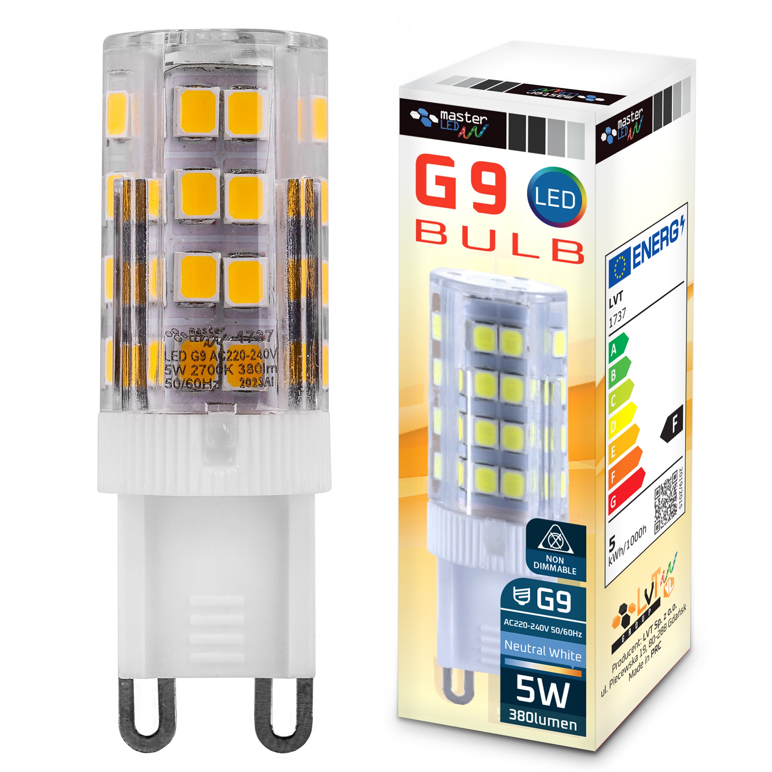 Żarówka LED G9 Vita 5W 2700K ciepła biel szkło przezroczyste MasterLED