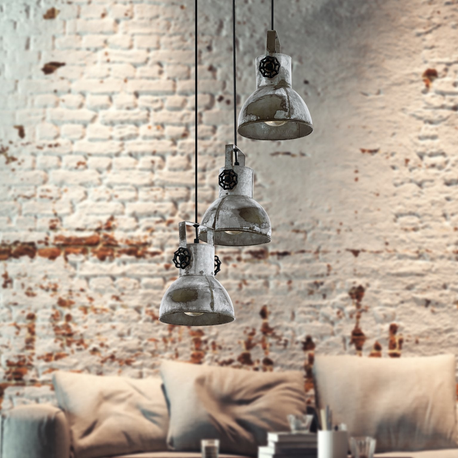 Lampe suspendue Barnstaple 3 lampes Patine marron et noir EGLO - 4