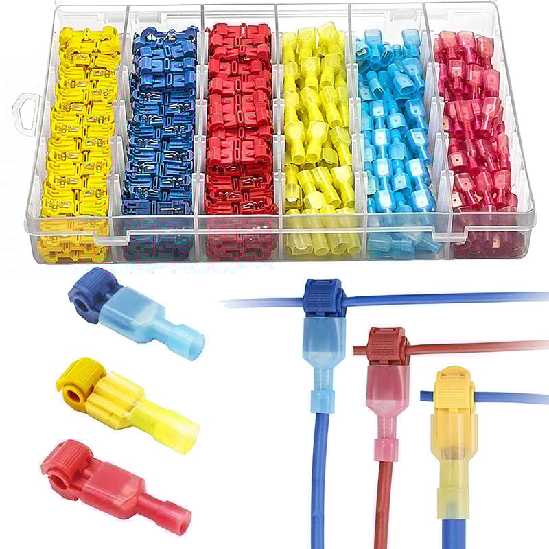 Zestaw 120 szt. nylonowych szybkozłączek zaciskowych typu T, w pełni izolowanych, męskich i żeńskich