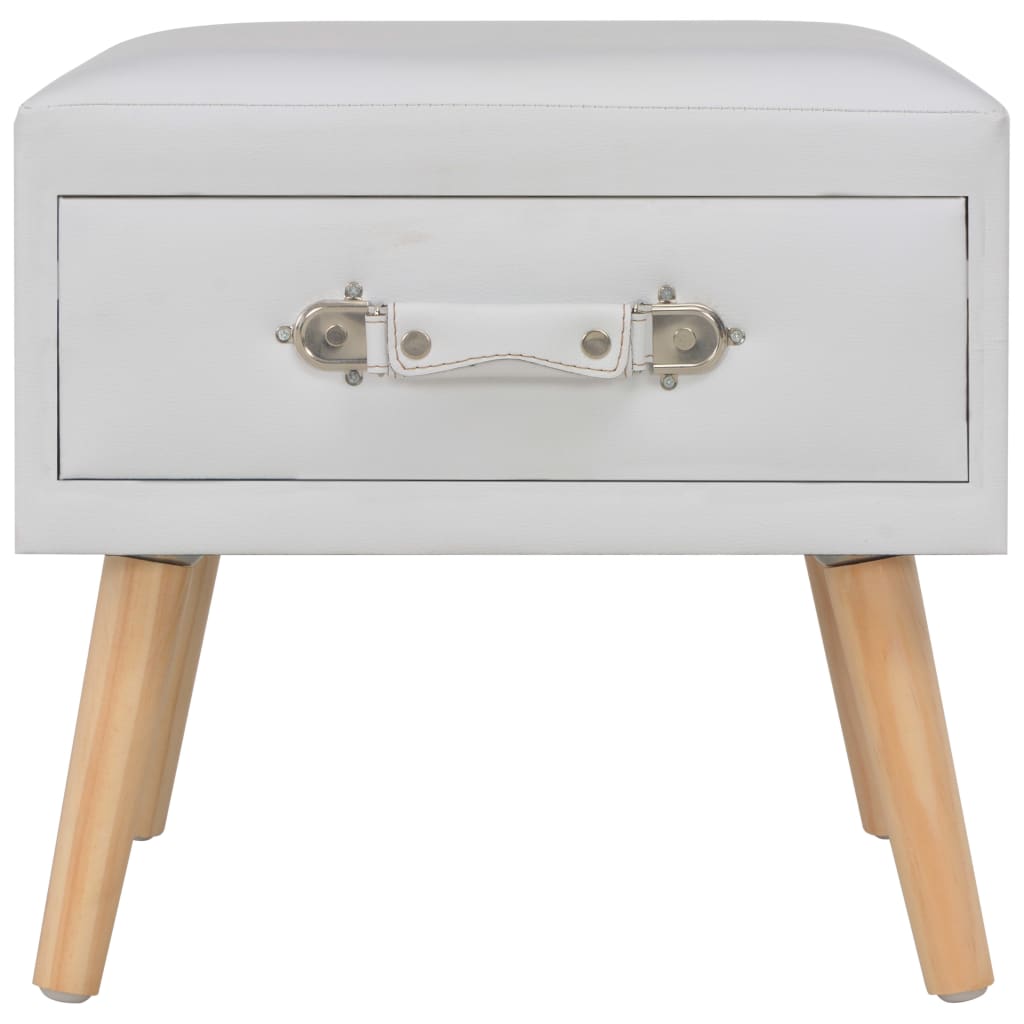 Table de chevet，Table d'appoint, Table de nuit pour Salon Chambre Blanc 40x35x40 cm Similicuir579632 - 4