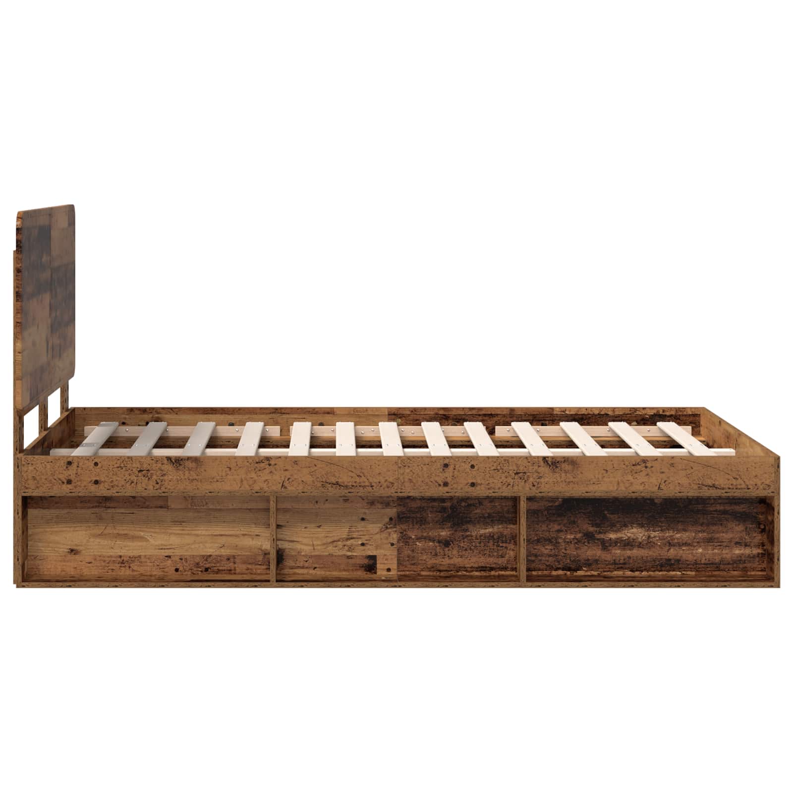 Cadre de lit bois ancien 135 x 190 cm en pin massif - 8