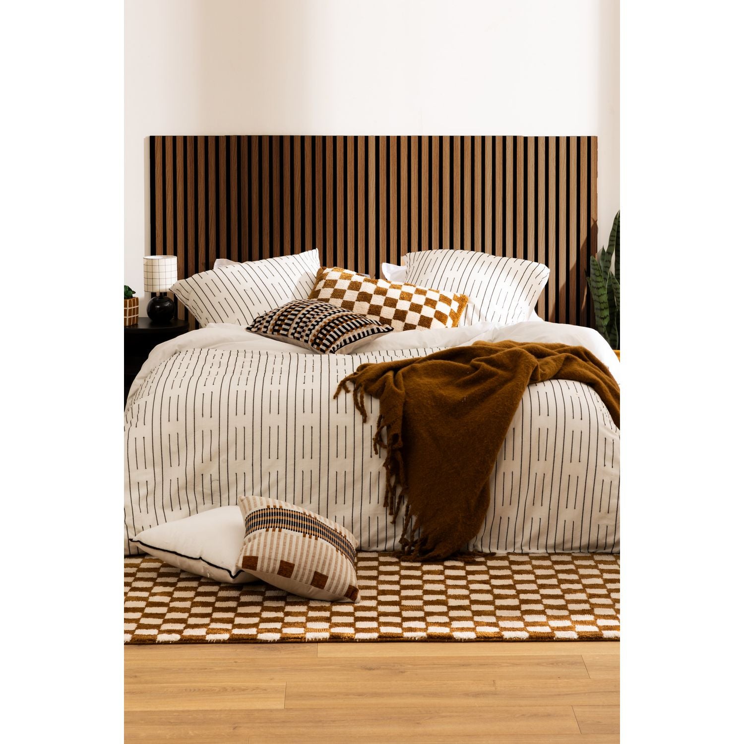 Lot de 4 panneaux décoratifs tasseaux de bois COLVA - Marron foncé - 6