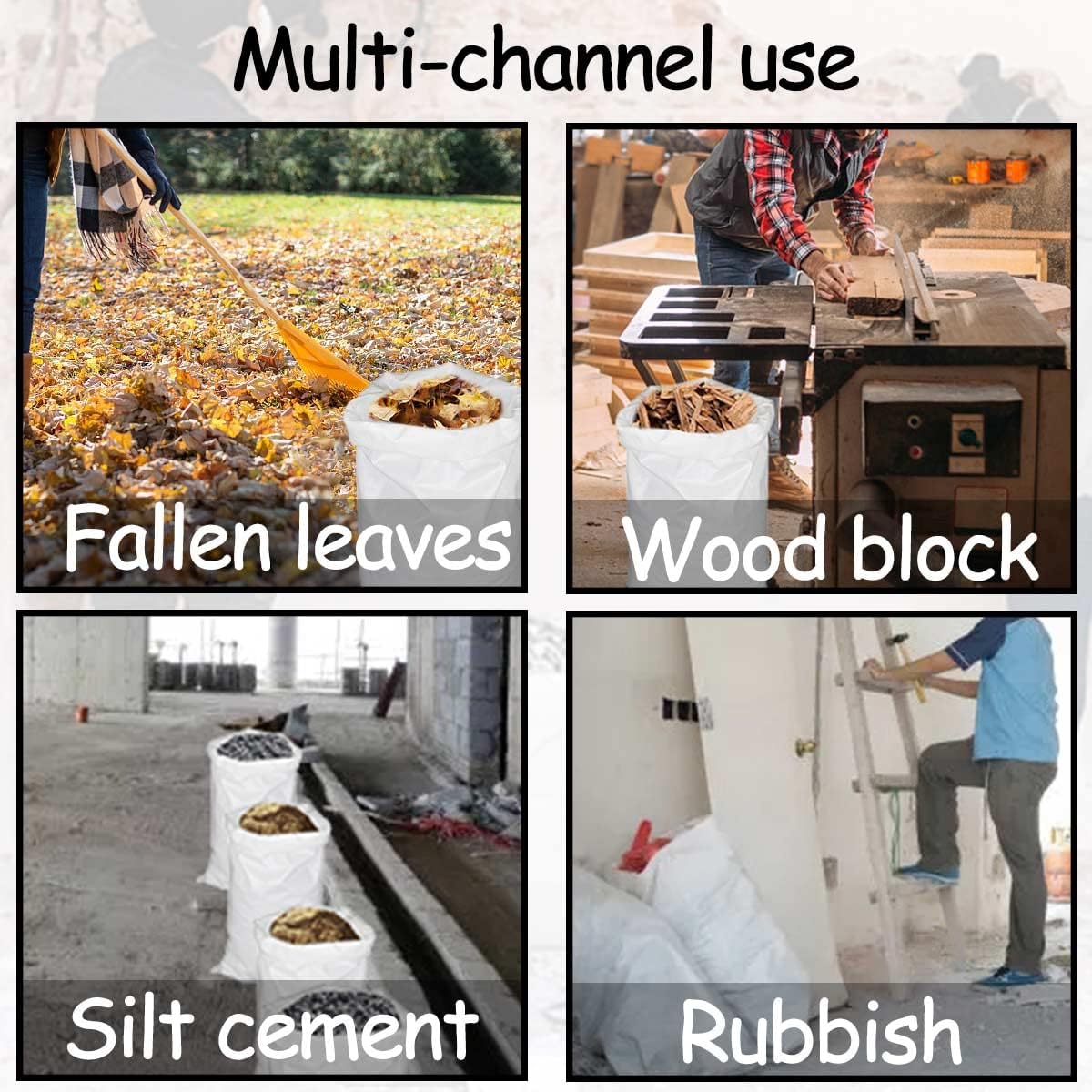 Sac à Gravats,Sac Jardinage Dechets,15 Pièces Sac de Chantier,Sac Gravats Chantier Sac Dechets 60x100 cm - 3