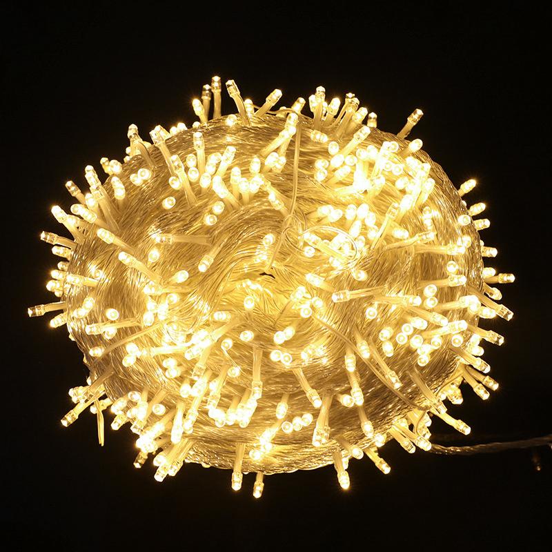 Girlanda świąteczna 50 m, 500 diod LED, 8 trybów, wodoodporna, przezroczysty kabel, do dekoracji domu, imprezy, ślubu, Bożego Narodzenia, ciepły biały
