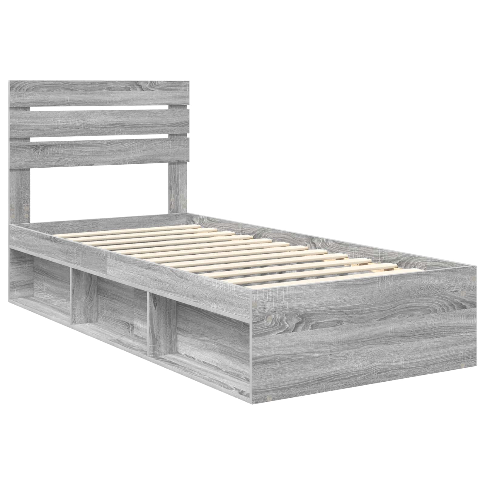 Cadre de lit gris 75 x 190 cm, pin massif - 4