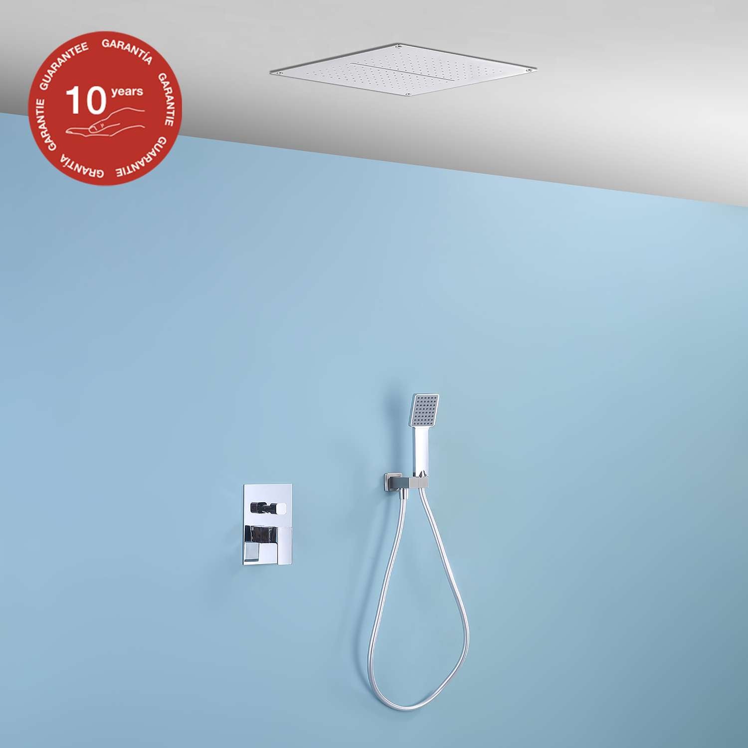 Conjunto de ducha encastrado monomando 3 vías sky bath cromo inox s304 serie trinity