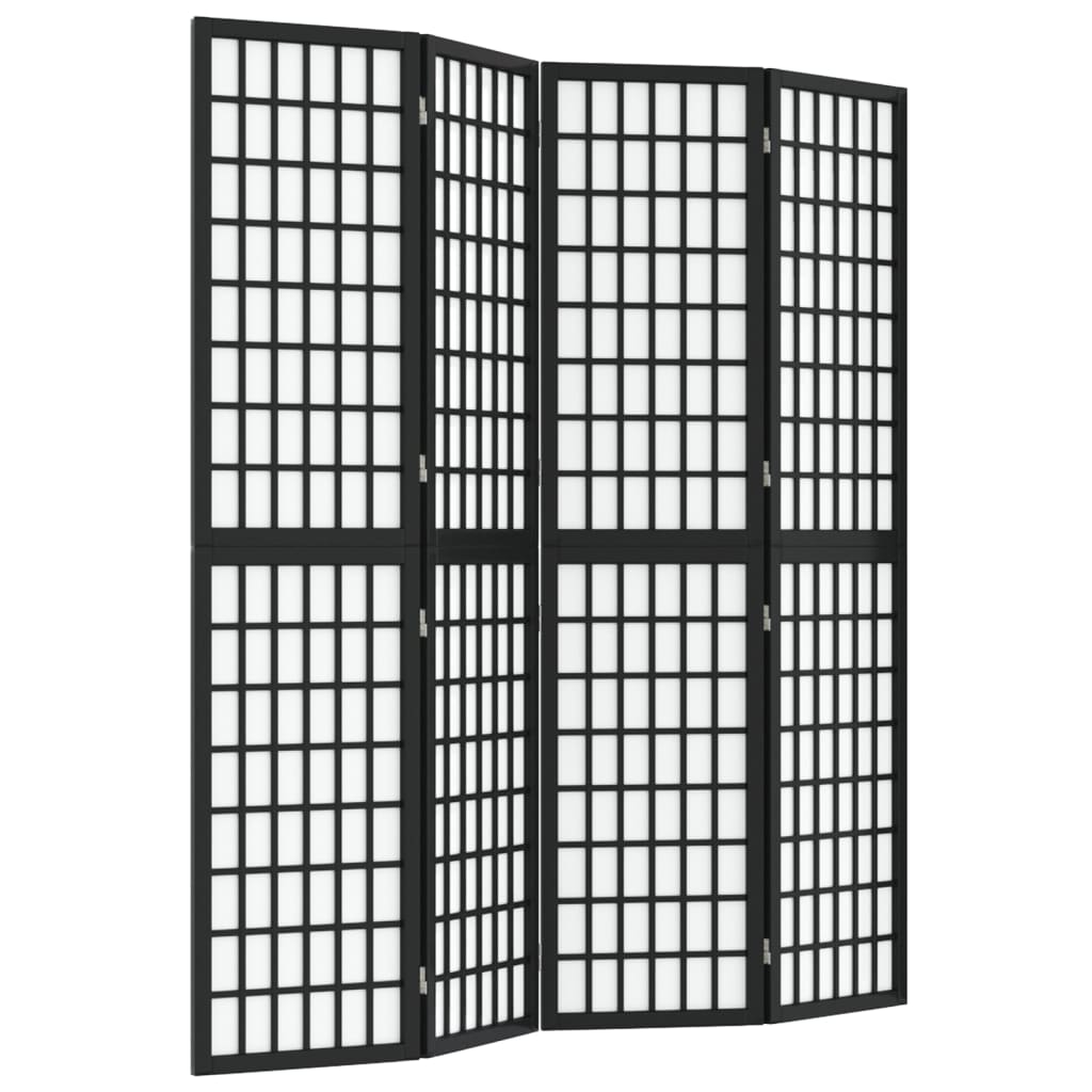 Biombo plegable con 4 paneles   biombo divisor   paravientos estilo japonés negro 160x170 cm cfw50639