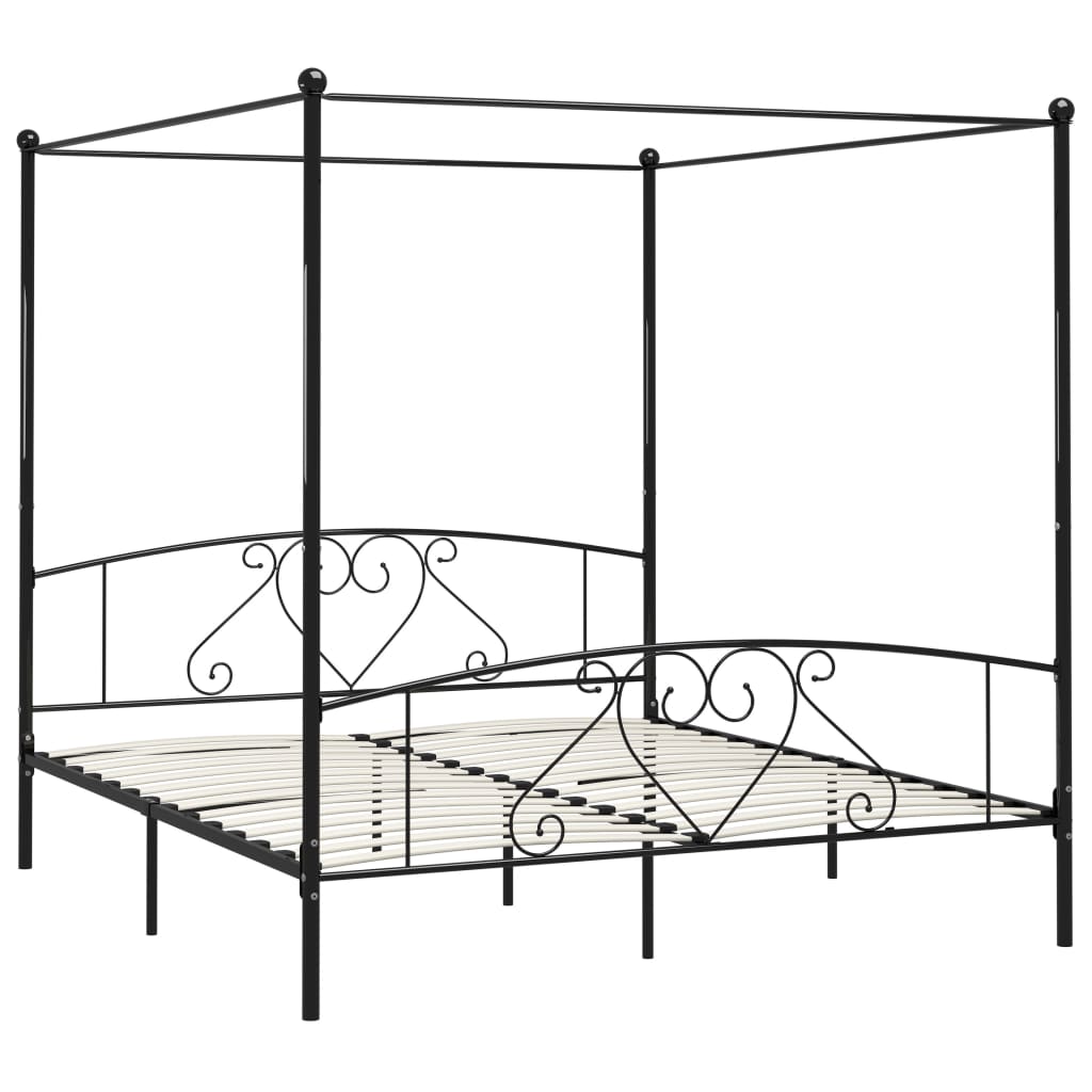 Maison Exclusive - Estrutura de cama com dossel 200x200 cm metal preto - 7