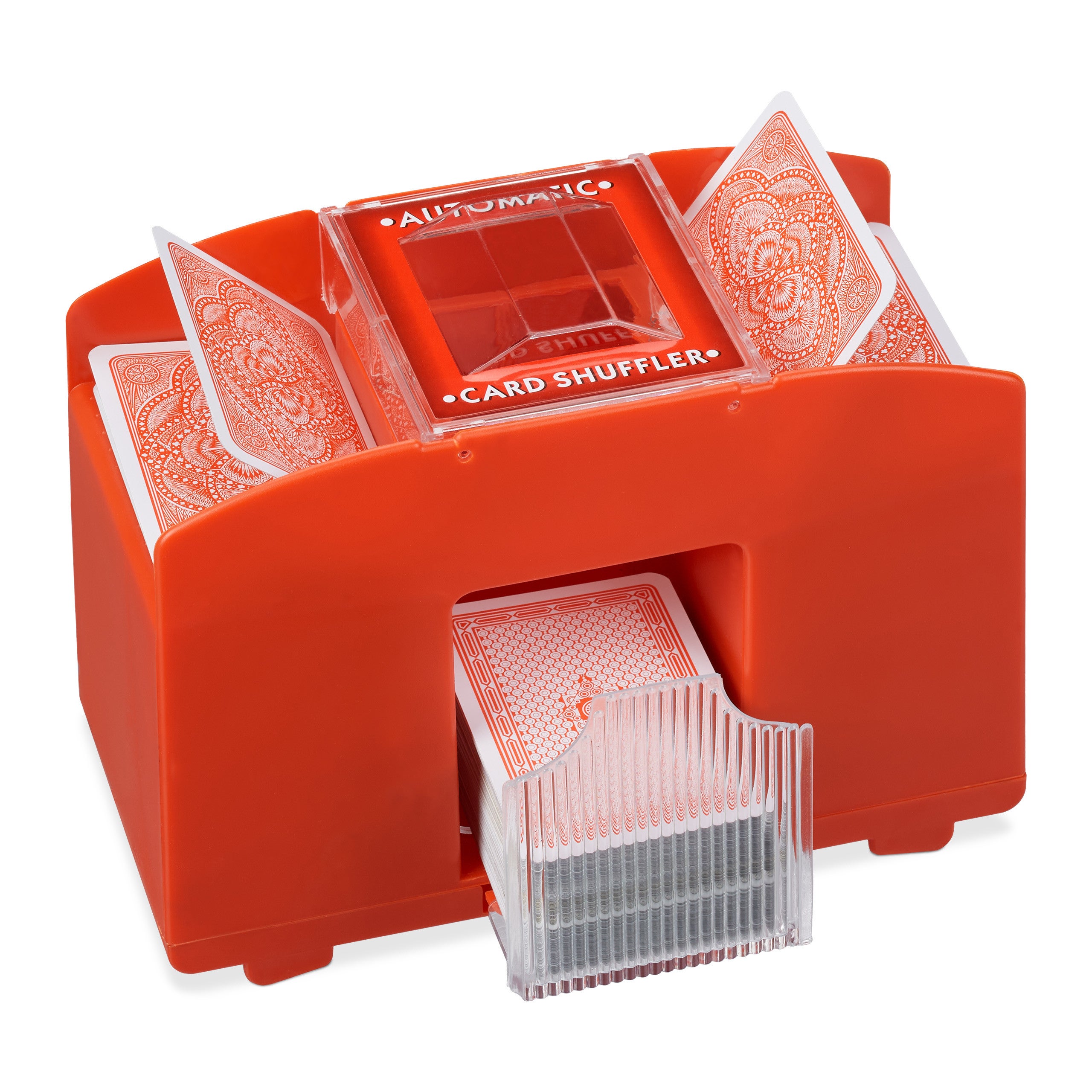 Relaxdays Mélangeur De Cartes Automatique 4 étages – 2 Jeux – Rouge – 15x20,5x10,5 Cm – Fonctionne Sur Piles AA