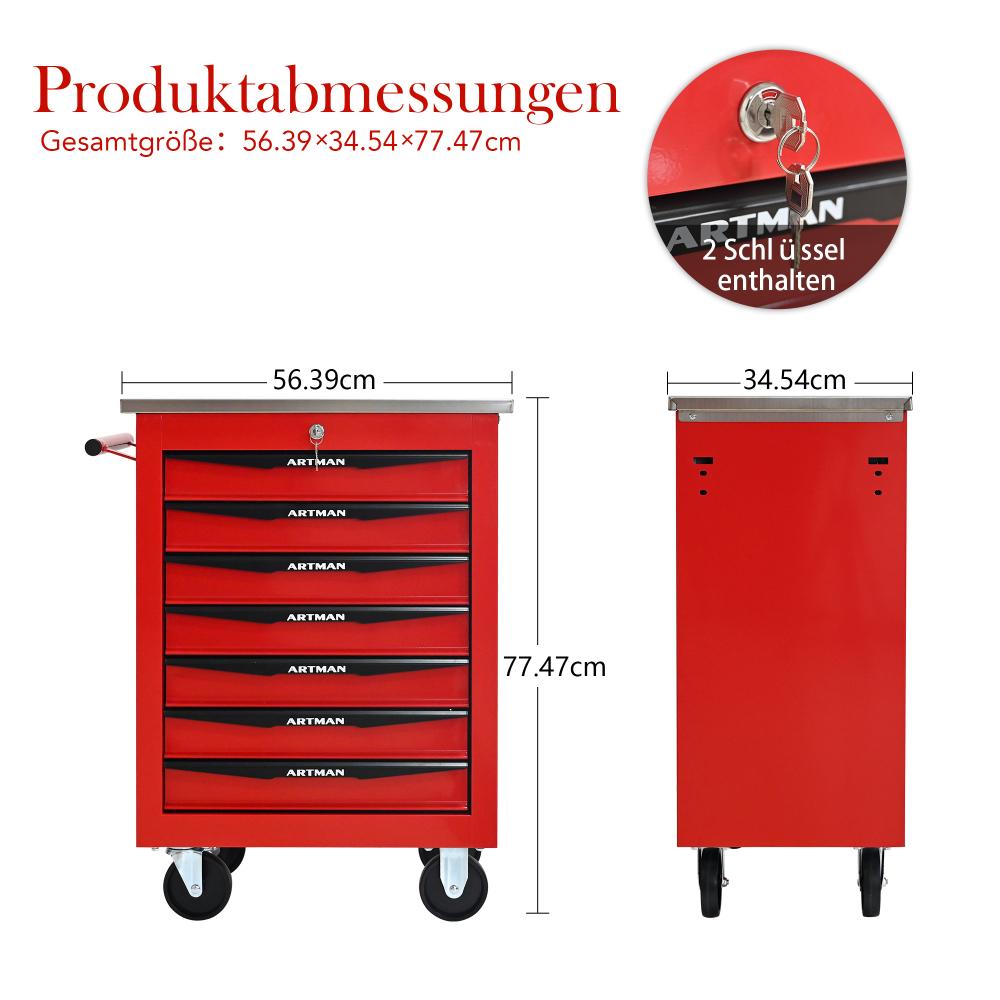 Chariot à Outils Multifonction à 7 Tiroirs avec Roues, Armoire à Outils en Métal pour Garage, Atelier et Atelier de Réparation - 5
