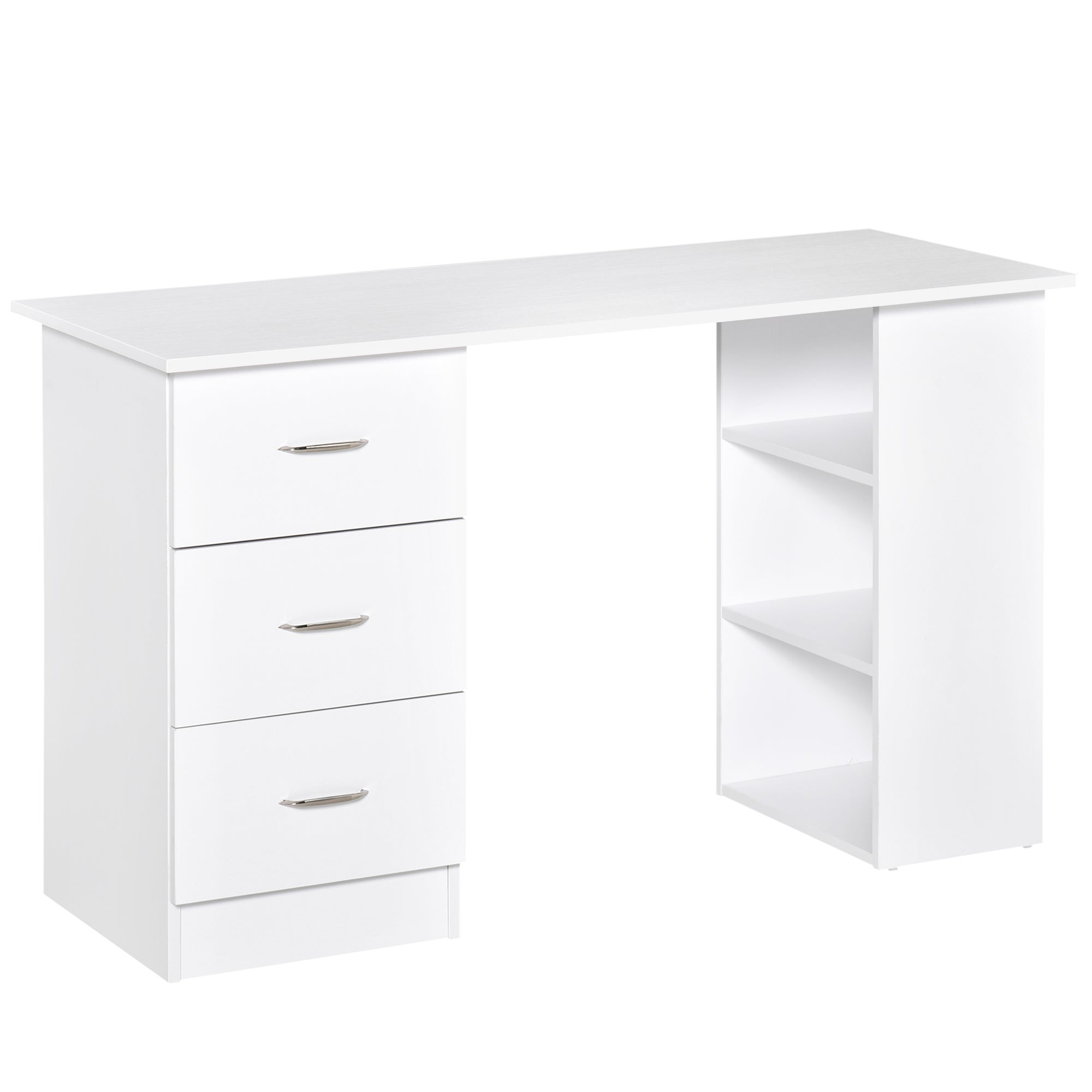 Bureau avec rangement, table informatique 120 x 50 cm, bureau d'ordinateur avec étagères et tiroirs, pour petits espaces, chambre à coucher, blanc - 2