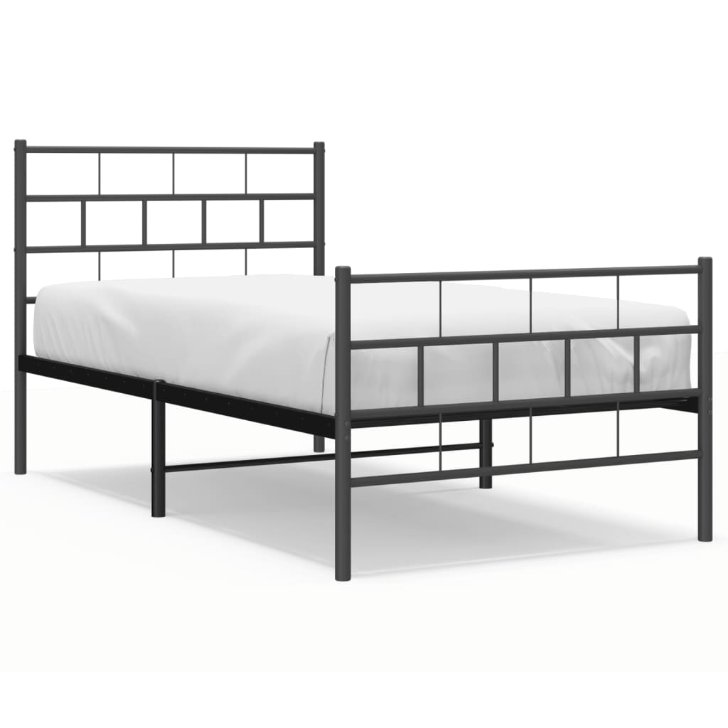 Łóżko Metalowe Czarne Rama Łóżka Ze Stelażem Do Pokoju Sypialni 107x203cm