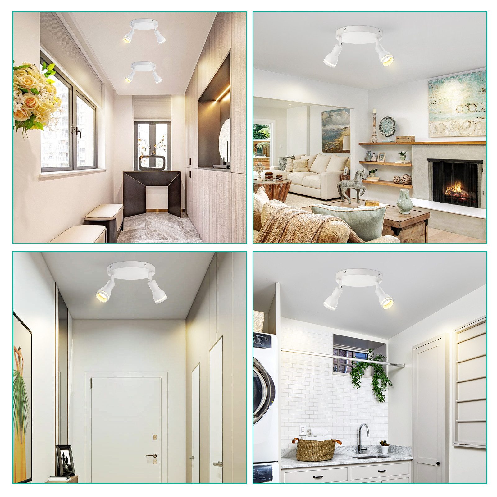 NETTLIFE spot de plafond LED 2 ampoules blanc salon plafonnier spot orientable GU10 spot lampe moderne - 8
